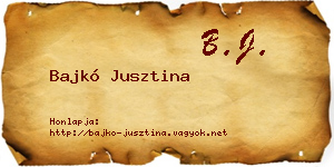 Bajkó Jusztina névjegykártya